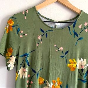 Green Floral Old Navy T-Shirt Swing Dress